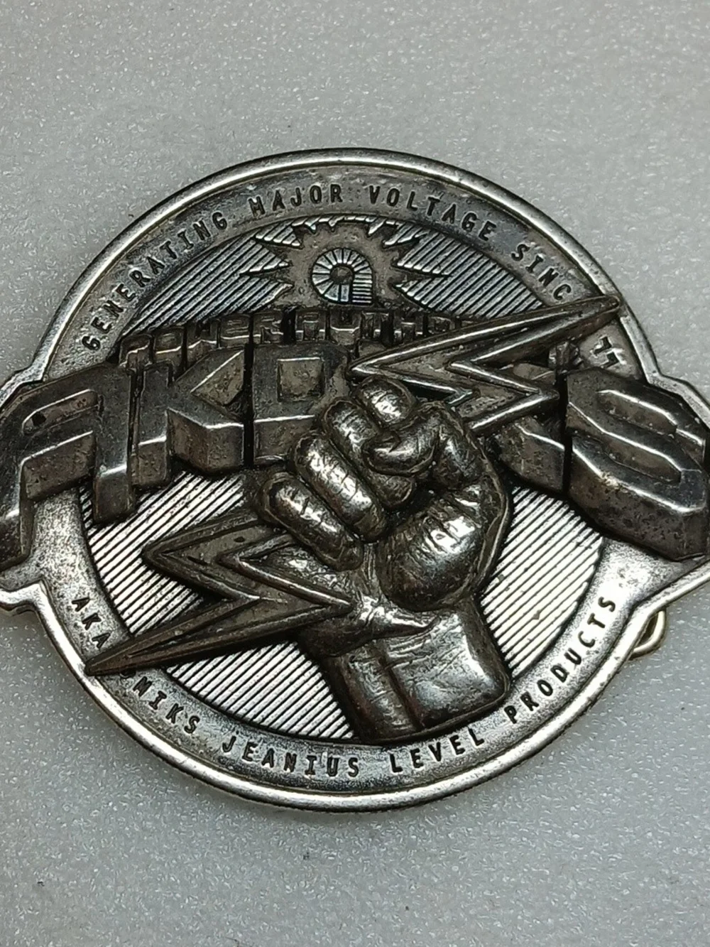 Akademiks Silver Fist Lightning Medallion Belt Buckle
